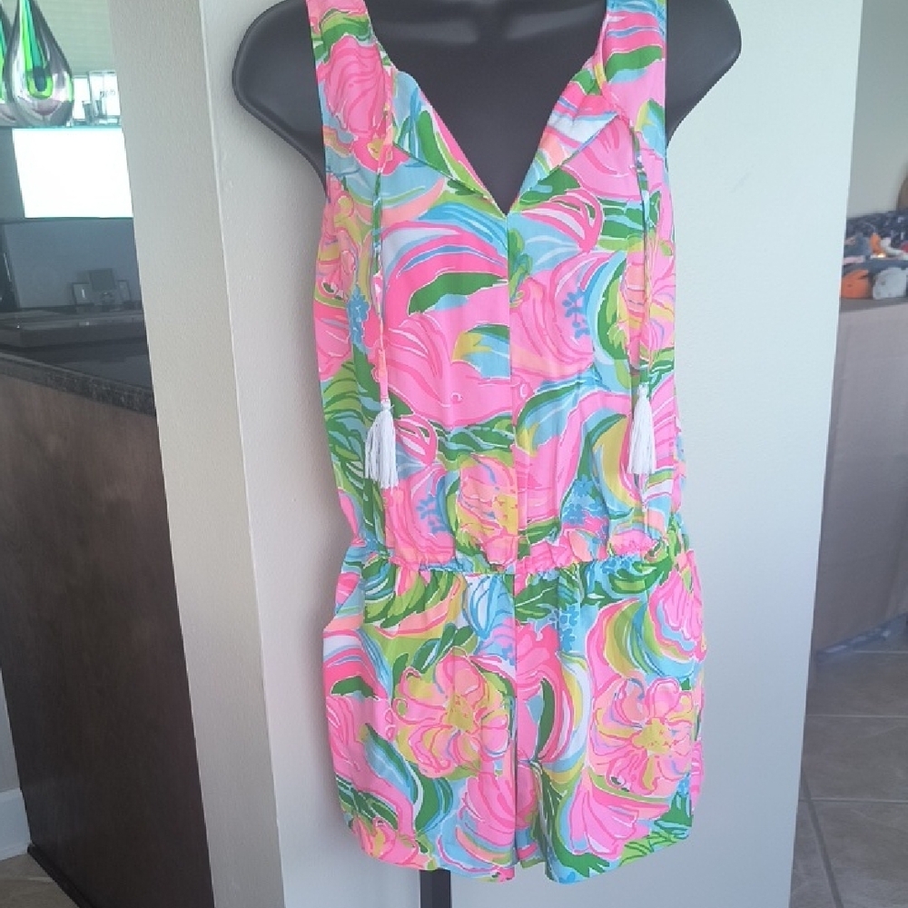 Lilly Pulitzer Pink and Green Tropical Playsuit